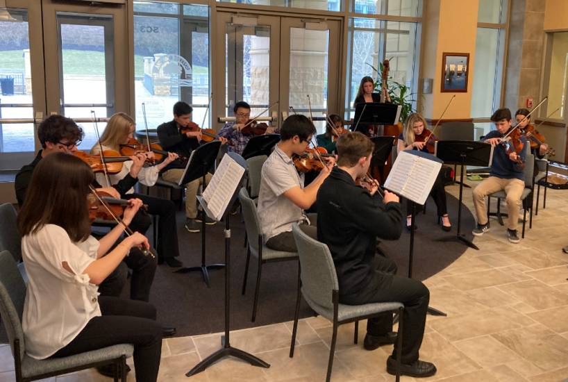 Members of the Turpin Orchestra perform at the Anderson Area Chamber of Commerce